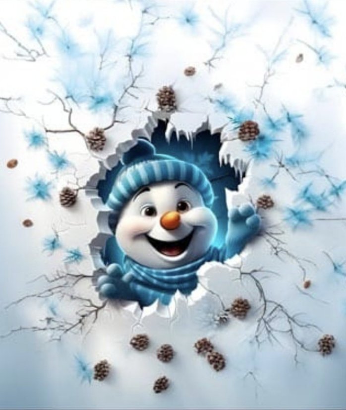 Panel - Teplákovina- Sněhulák a šišky 50x45cm