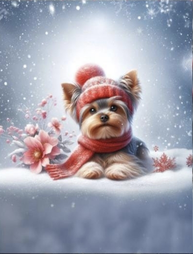 Panel- Teplákovina - Yorkšík na snehu 80x60