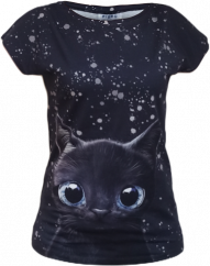 Dámské tričko s přinechaným rukávem Vykulená kočka