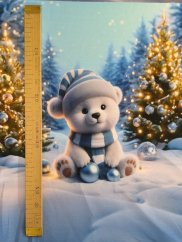 Panel - Teplákovina- Medvedík v modrej 50x45cm