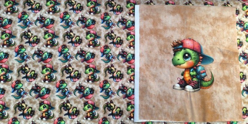 Panel - Teplákovina- Dino s baťohem 50x45