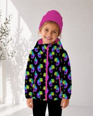 Softshell zimní s fleec - Fluo chameleoni na černé