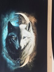 Panel - Teplákovina Bílý a černý vlk