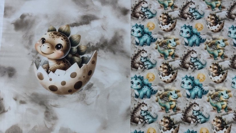 Panel - Teplákovina- Hnědý dinosauřík 50x45