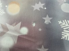 2. akosť - Teplákovina nepočesaná Vločky a hviezdy na fialovej- 1,5m