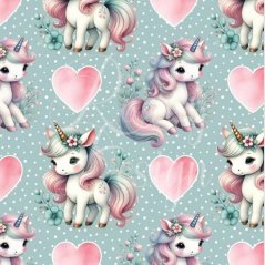 Velúr soft - Jednorožce a srdiečka