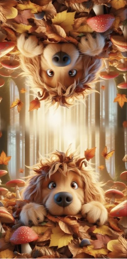 Panel- Velúr na vankúšik - Psík v lístia