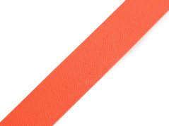 Hladký oboustranný popruh s leskem šíře 25 mm - Neon oranžový