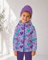 Softshell zimní s fleecem - Srdíčka na fialové