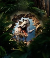 Panel - Teplákovina- T-Rex v listí 50x45