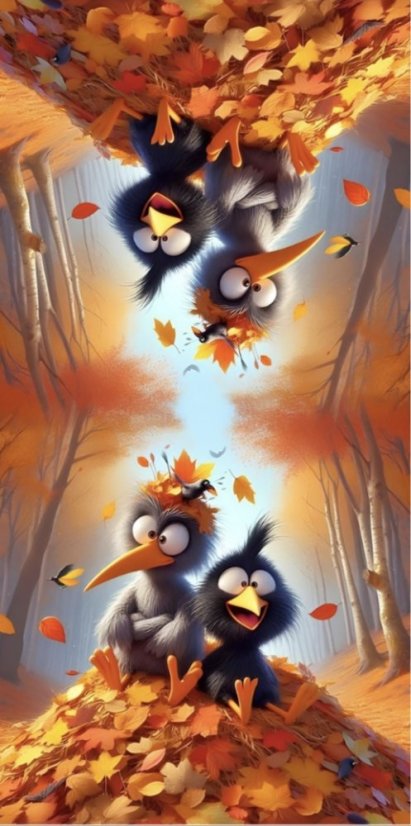 Panel- Velúr na vankúšik - Vtáky v lístia