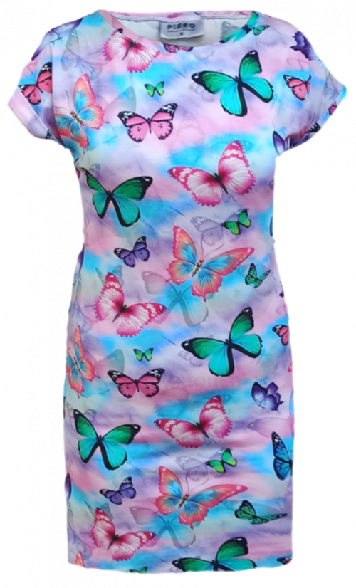 Dámske šaty s prinechaným rukávom Motýliky na batice - Veľkosť: L