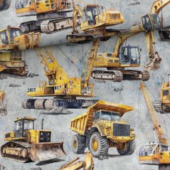 Teplákovina nepočesaná - Stavebné stroje na šedej