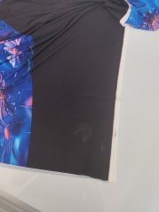 2. jakost - Panel Venezia - Dlouhá půlkolová sukně - Růžové květy na modré
