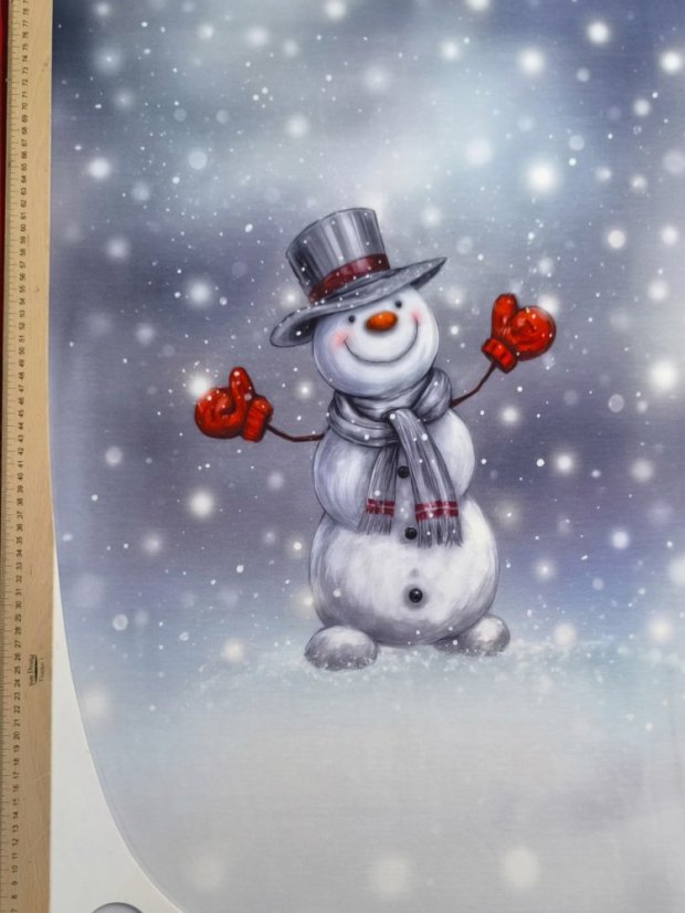 Panel- Teplákovina - Snehuliak s klobúkom 80x60