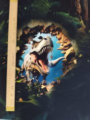 Panel - Teplákovina- T-Rex v listí 50x45