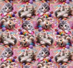 Velúr soft - Mačičky s klbkom